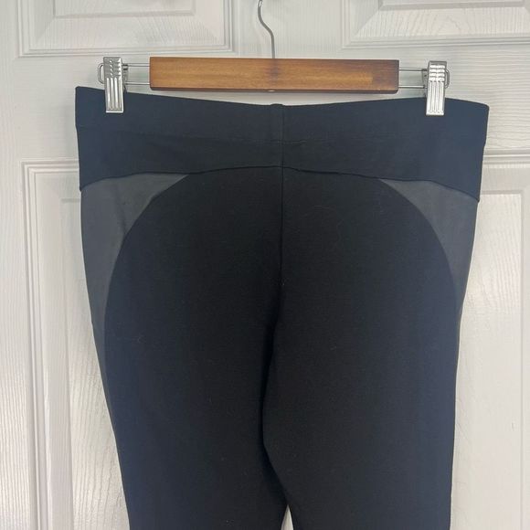 Trina Turk Black Gray Colorblock Mid Rise Leather‎ Side Panel Leggings Size 4 - Picture 7 of 13